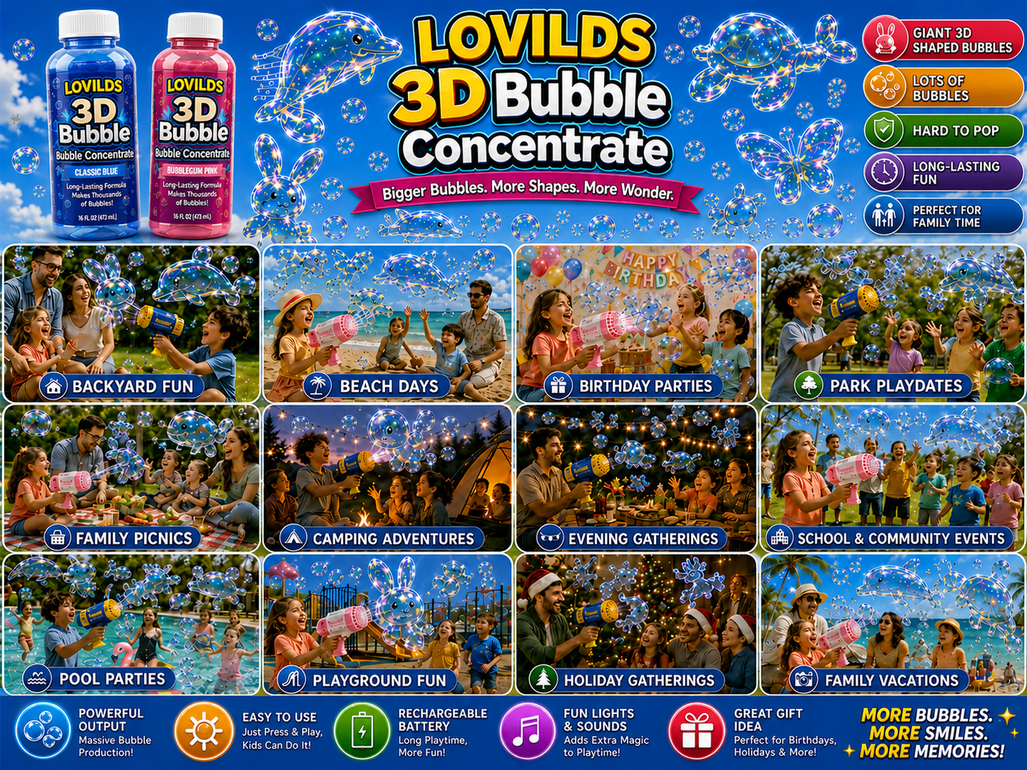 LOVILDS 3D Bubble Concentrate Animal &Ocean Fantasy Theme