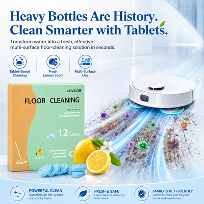 Floor Cleaning Tablets - Safe for Wood Tile Marble Quick Dry No Residue 12 Tablets Lemon Scent