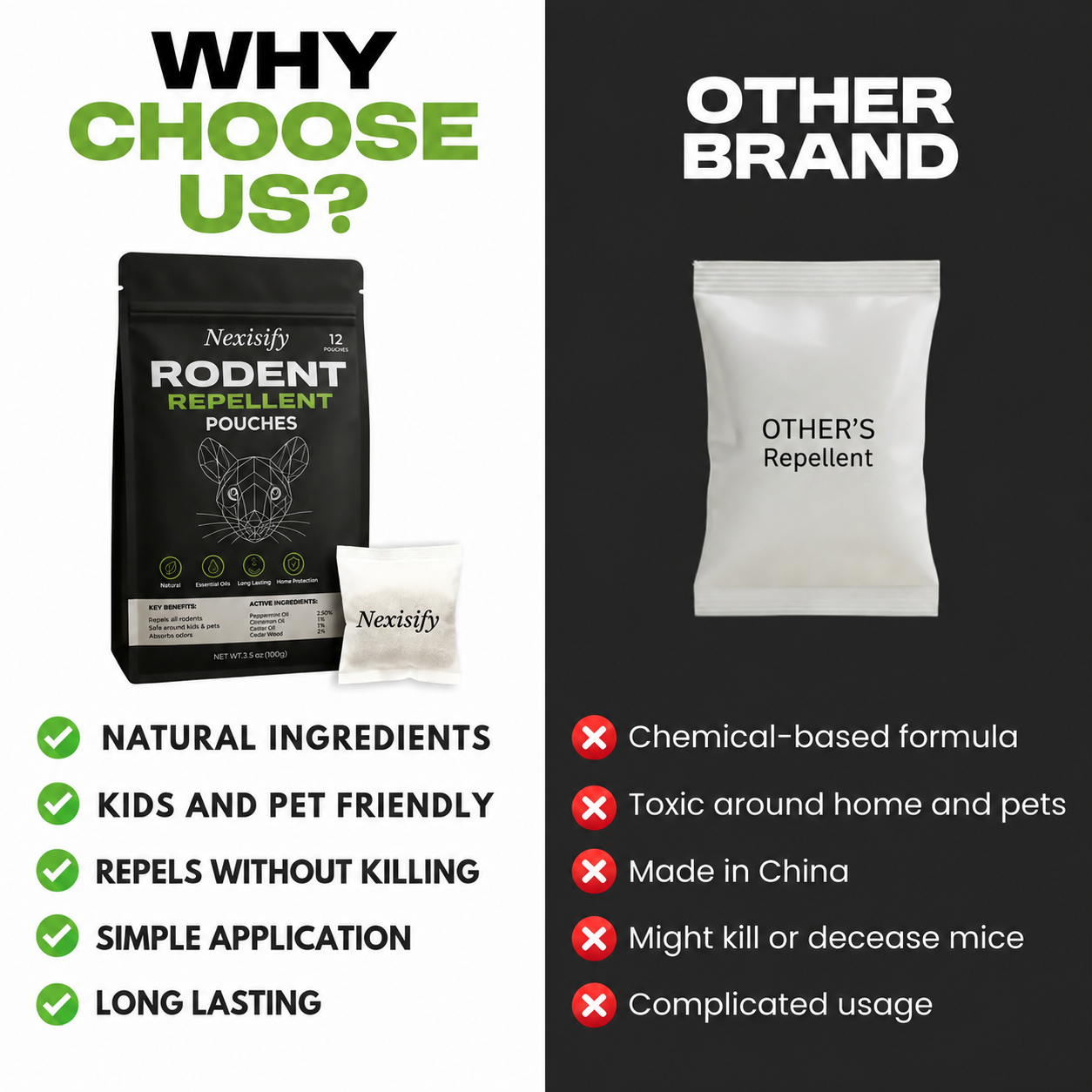 Nexisify™ Natural Rodent Repellent Pouches