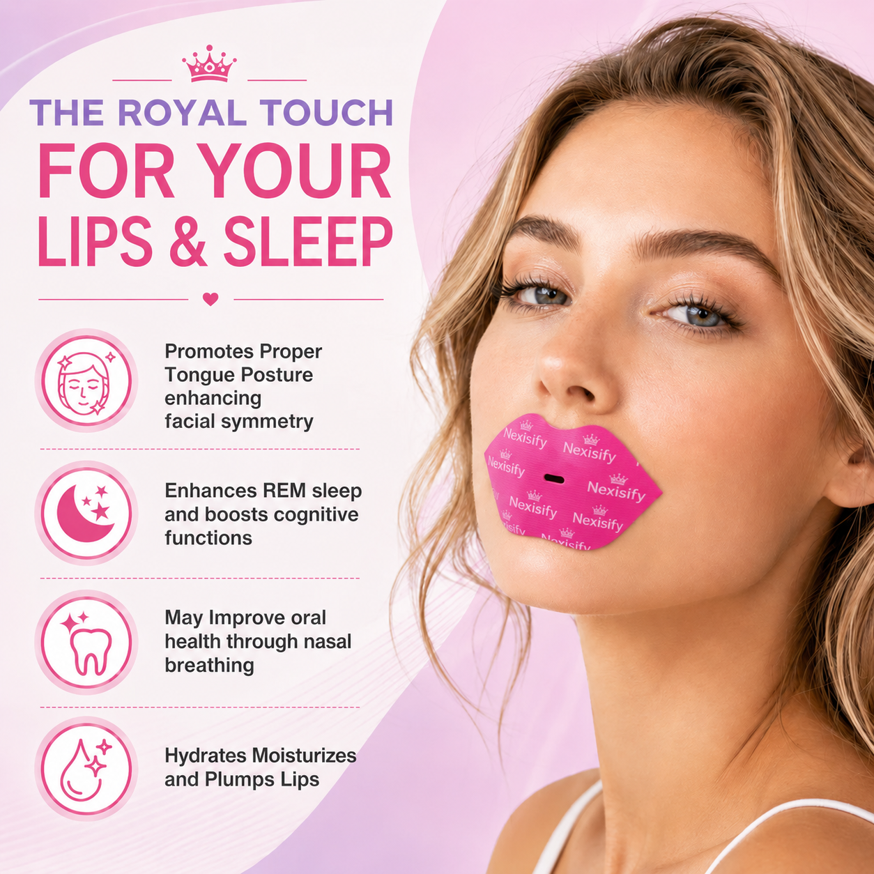 💋 Nexisify Royal Plump Lip Tape — Buy 1 Get 1 Free Sale ✨ Hydrating Collagen Mouth Tape