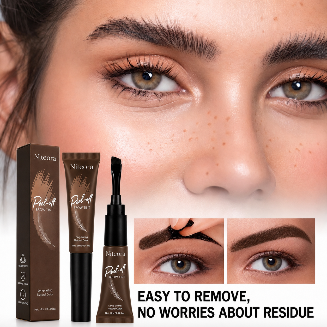 🔥 BEST SELLER | Niteora™ Waterproof Peel-Off Brow Tint  Naturally Defined Brows That Last For Days — No Daily Makeup Needed