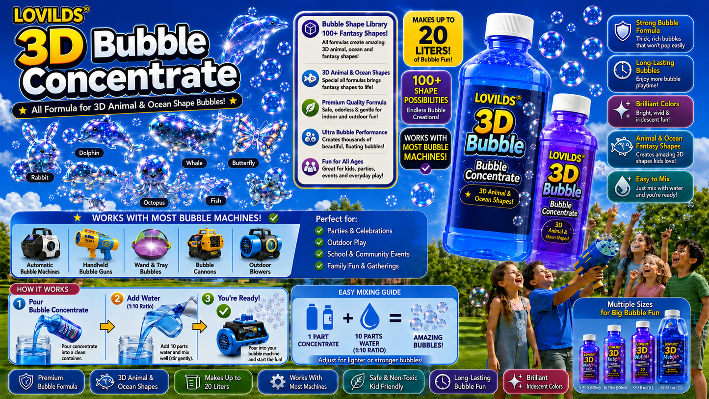 LOVILDS  3D Bubble Concentrate Animal &Ocean Fantasy Theme