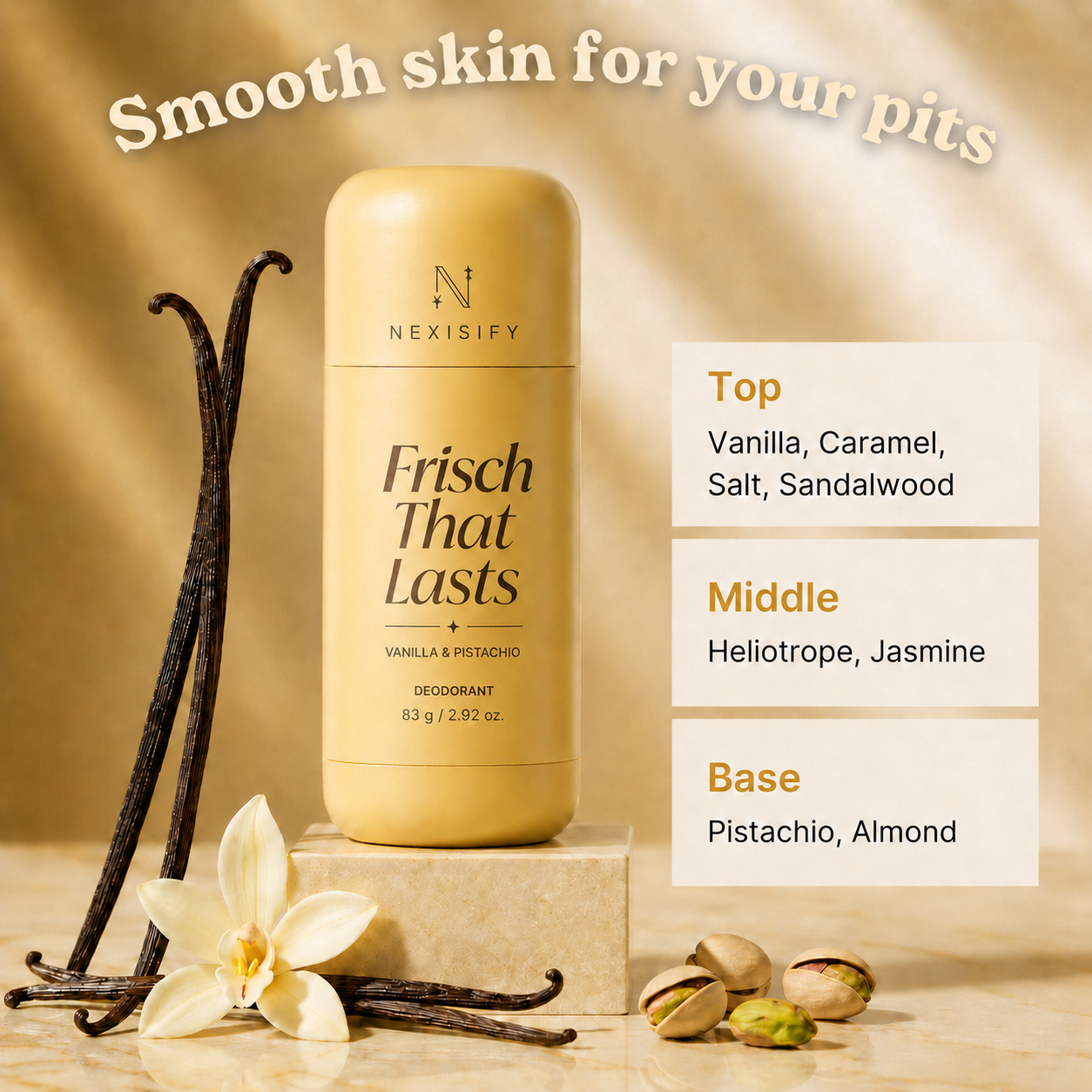 ✨ Nexisify® Vanilla Pistachio Brightening Deodorant — Smooth skin Underarms in Just Weeks 💛 ✨
