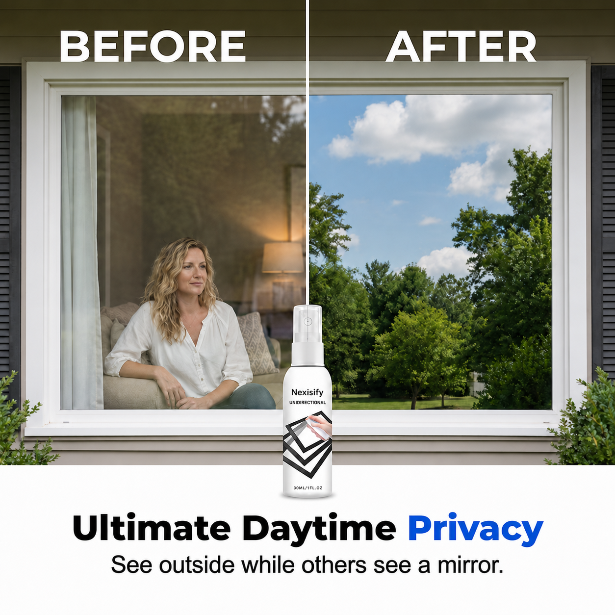 69% OFF Reflective Window Spray | Unidirectional Mirror Privacy Shield for Home & Car