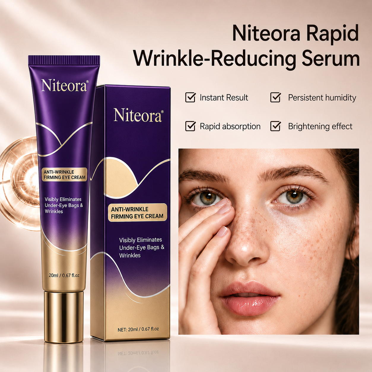 Niteora™ Quick Face Fix Temporary Tightener – Instant visible results in 30 seconds