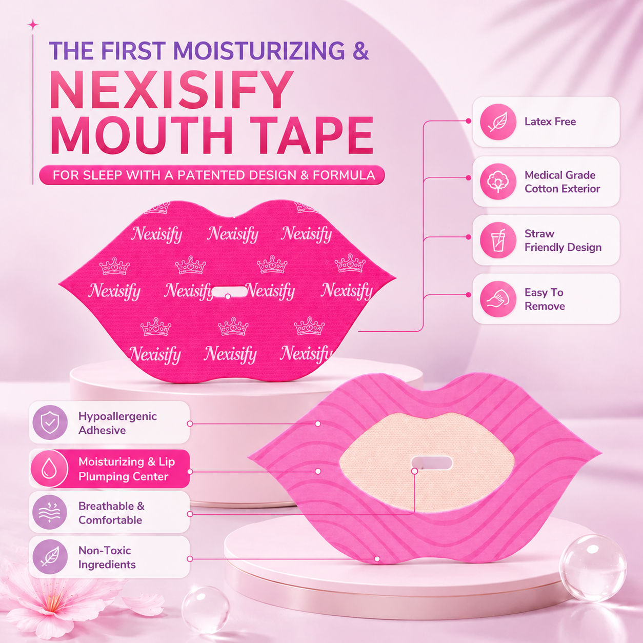 💋 Nexisify Royal Plump Lip Tape — Buy 1 Get 1 Free Sale ✨ Hydrating Collagen Mouth Tape