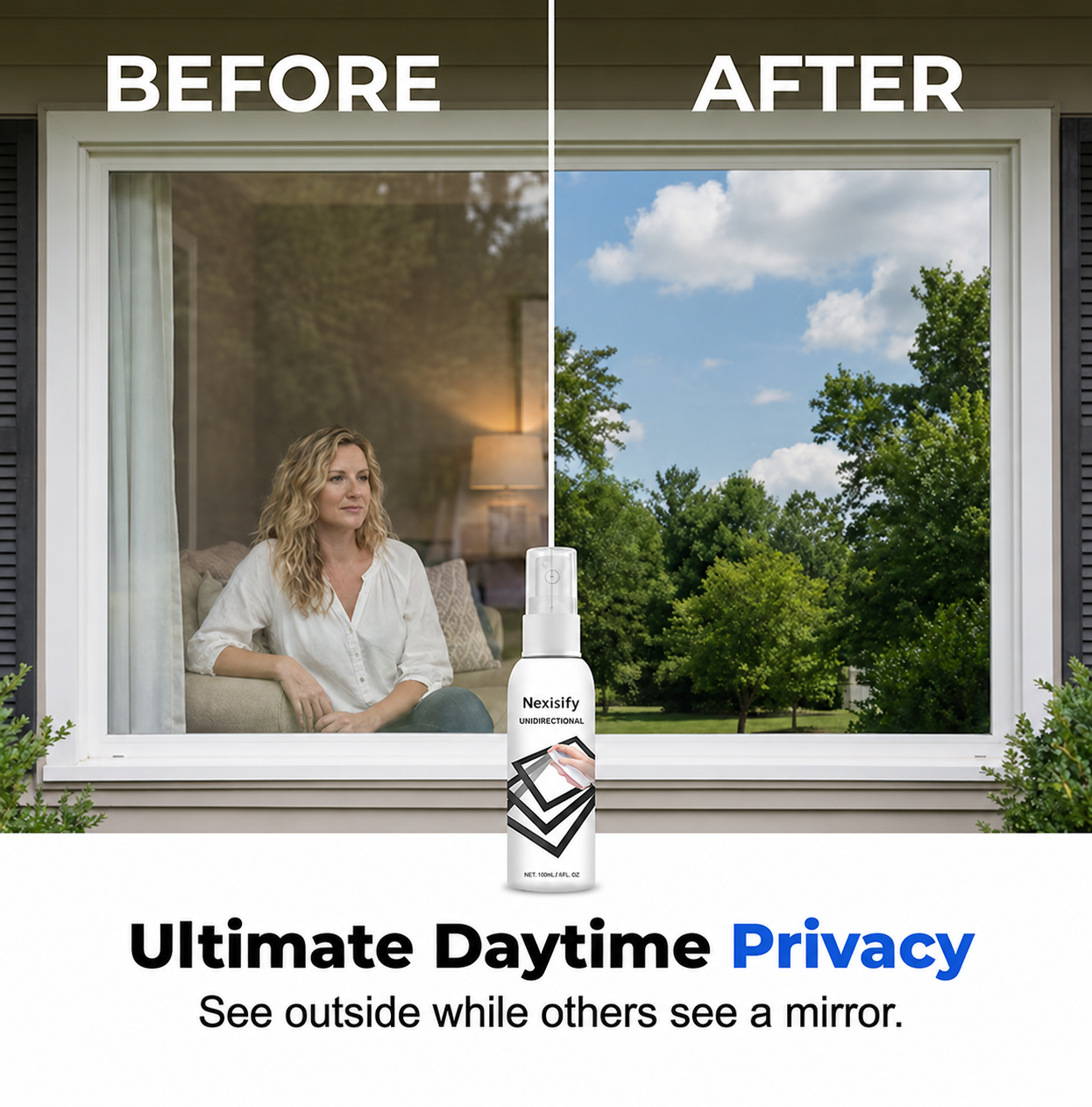 49% OFF Reflective Window Spray | One-Way Mirror Privacy Shield for Home & Car