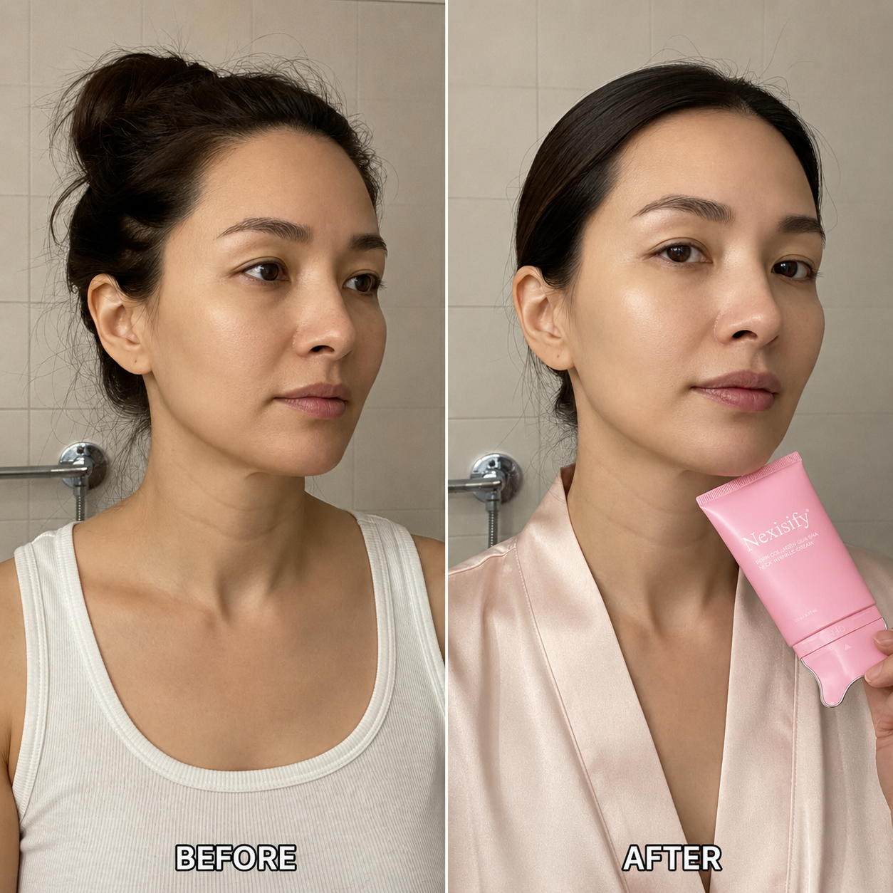 🦢Neck Wrinkle Eraser! Built-In Gua Sha Cream w/5% Anemarrhena Root Complex + PDRN Korean Skincare