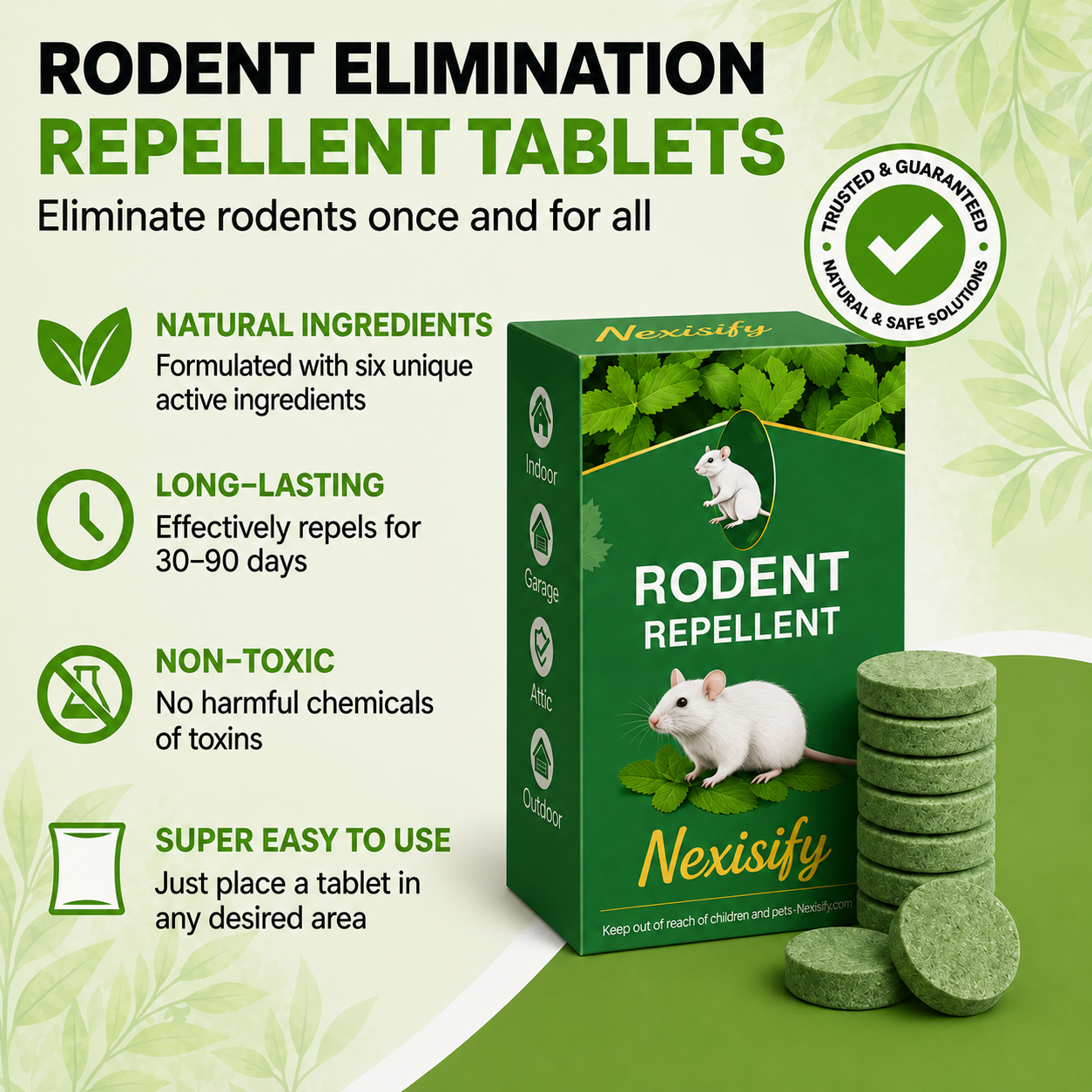 Rodent Repellent Tablet - Create aHome Without Rodents, Safe for Kids& Pets