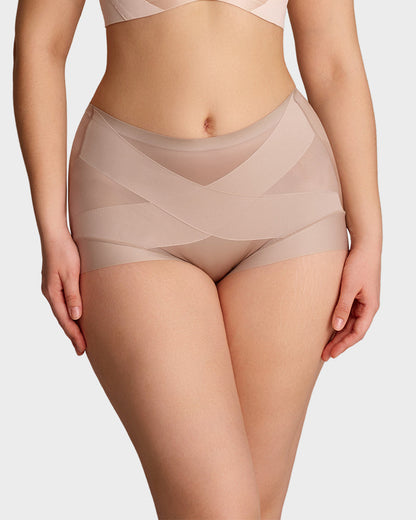 🔥LAST DAY 50% OFF!!High-Waist Cross Design Compression Shaping Panties