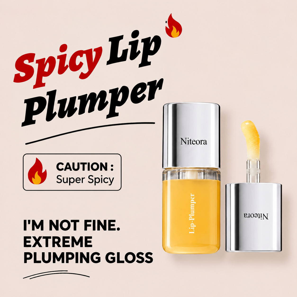 🔥LAST DAY 50% OFF💋Niteora Spicy Lip Plumper - Fuller-Looking Lip Plumper Gloss
