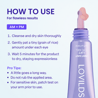 LOVILDS Instant Lift Eye Gel – For Eye Bags, Puffiness, Wrinkles, Fine Lines & Dark Circles🌱