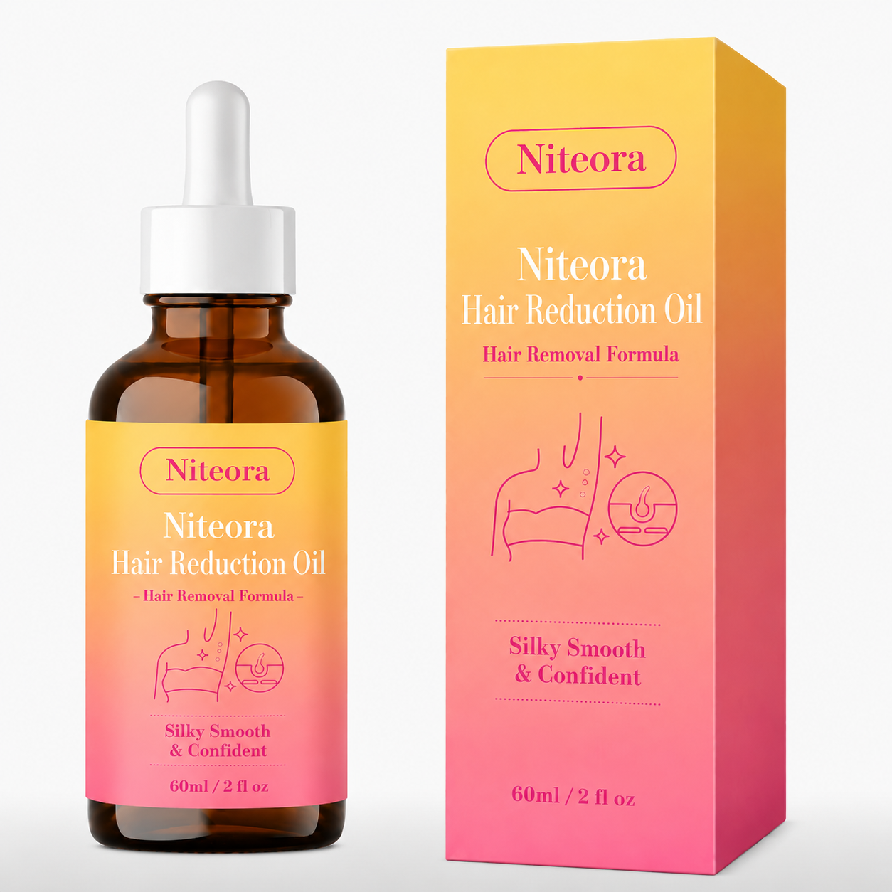 🔥LAST DAY 60% OFF Niteora Hair Reduction Oil 60 ml – Permanent Hair Removal Oil